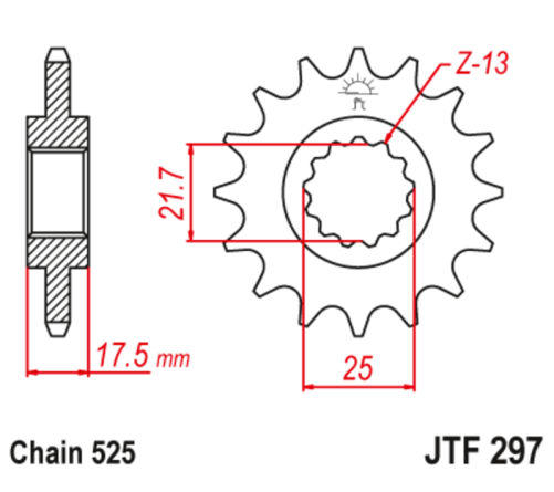 Pignon JT SPROCKETS acier anti-bruit 297 - 525 - 1126796001