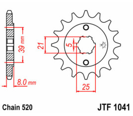 Pignon JT SPROCKETS acier standard 1041 - 520