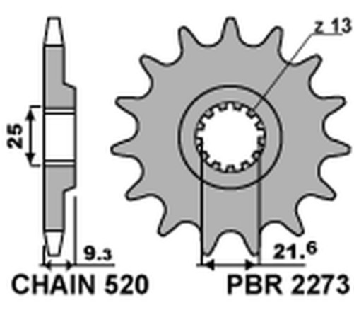 Pignon PBR acier standard 2273 - 520