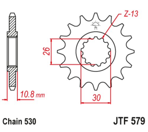 Pignon JT SPROCKETS acier anti-bruit 579 - 530 - 1074289003