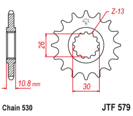 Pignon JT SPROCKETS acier anti-bruit 579 - 530