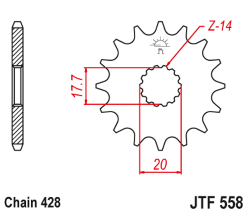 Pignon JT SPROCKETS acier anti-bruit 558 - 428 - 1126801001