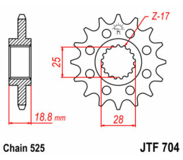 Pignon JT SPROCKETS acier standard 704 - 525