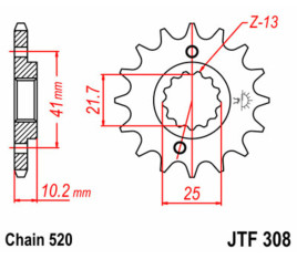 Pignon JT SPROCKETS acier standard 308 - 520