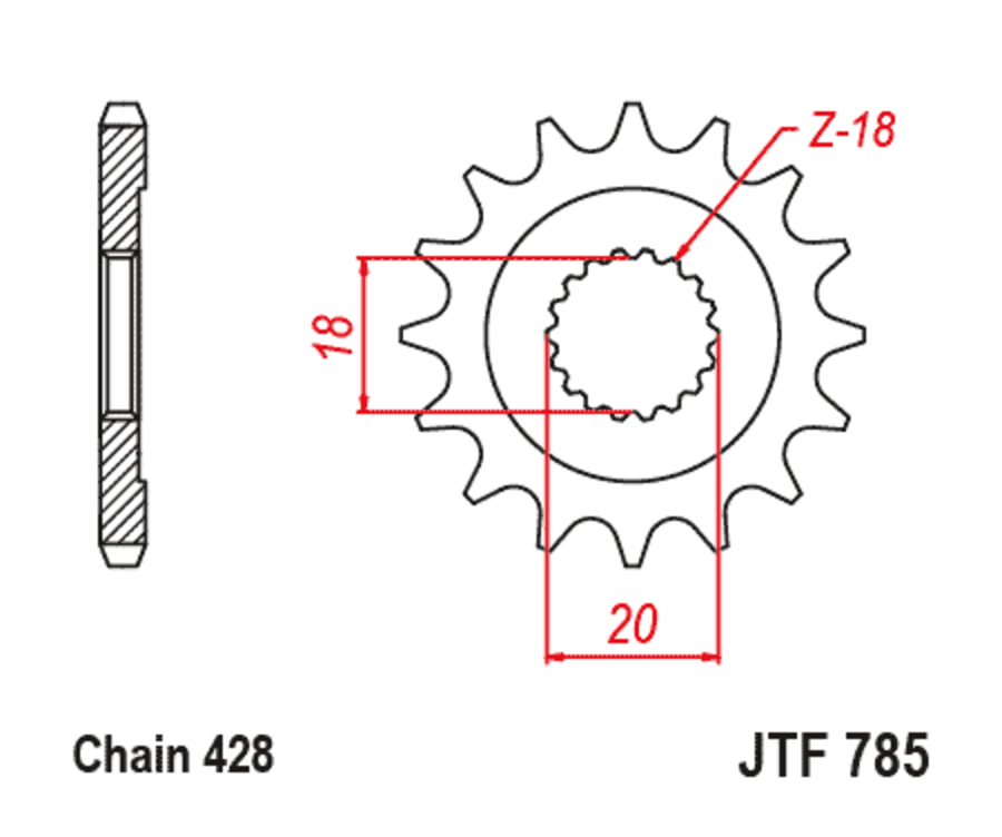 Pignon JT SPROCKETS acier standard 785 - 428