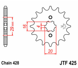 Pignon JT SPROCKETS acier standard 425 - 428