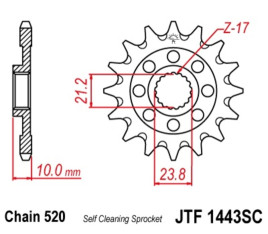 Pignon JT SPROCKETS acier anti-boue 1443 - 520