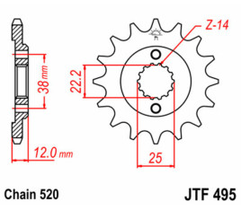 Pignon JT SPROCKETS acier standard 495 - 520