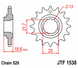 Pignon JT SPROCKETS acier standard 1538 - 520