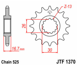 Pignon JT SPROCKETS acier standard 1370 - 525