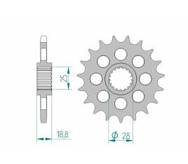 Pignon AFAM acier standard 61602 - 525