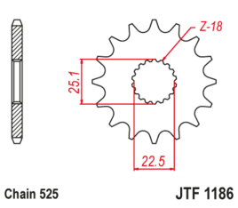 Pignon JT SPROCKETS acier anti-bruit 1186 - 525 - 1126786002