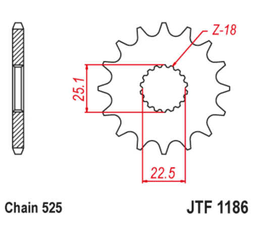 Pignon JT SPROCKETS acier anti-bruit 1186 - 525 - 1126786002