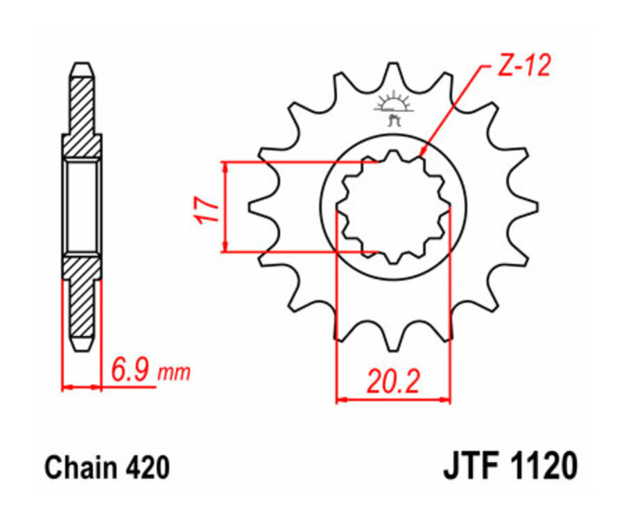 Pignon JT SPROCKETS acier standard 1120 - 420