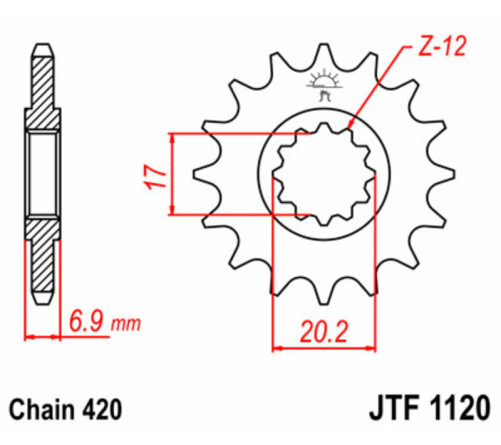 Pignon JT SPROCKETS acier standard 1120 - 420 - 1077202001