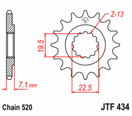 Pignon JT SPROCKETS acier standard 434 - 520