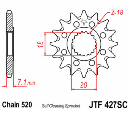 Pignon JT SPROCKETS acier anti-boue 427 - 520