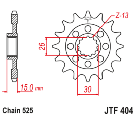 Pignon avec gomme anti-bruit JT SPROCKETS acier standard 404 - 525 - 1126479001