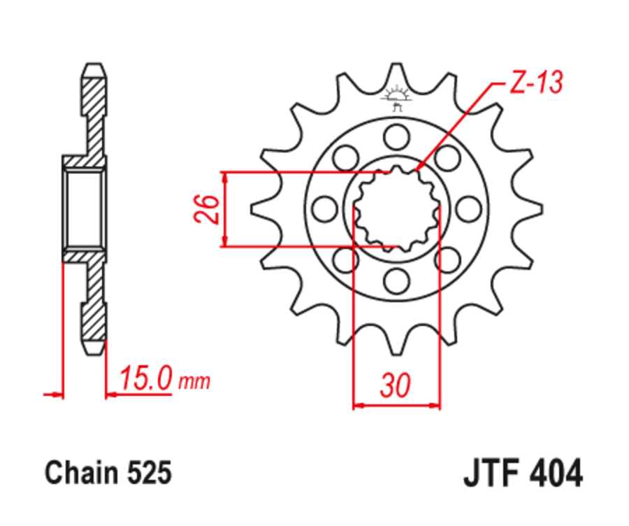 Pignon avec gomme anti-bruit JT SPROCKETS acier standard 404 - 525