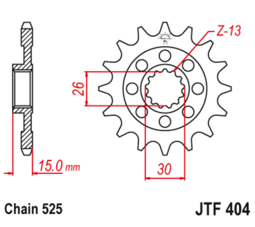 Pignon avec gomme anti-bruit JT SPROCKETS acier standard 404 - 525 - 1126479001