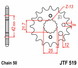 Pignon JT SPROCKETS acier standard 519 - 530