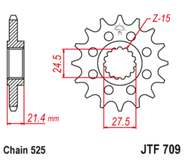 Pignon JT SPROCKETS acier anti-bruit 709 - 525 - 1126802001