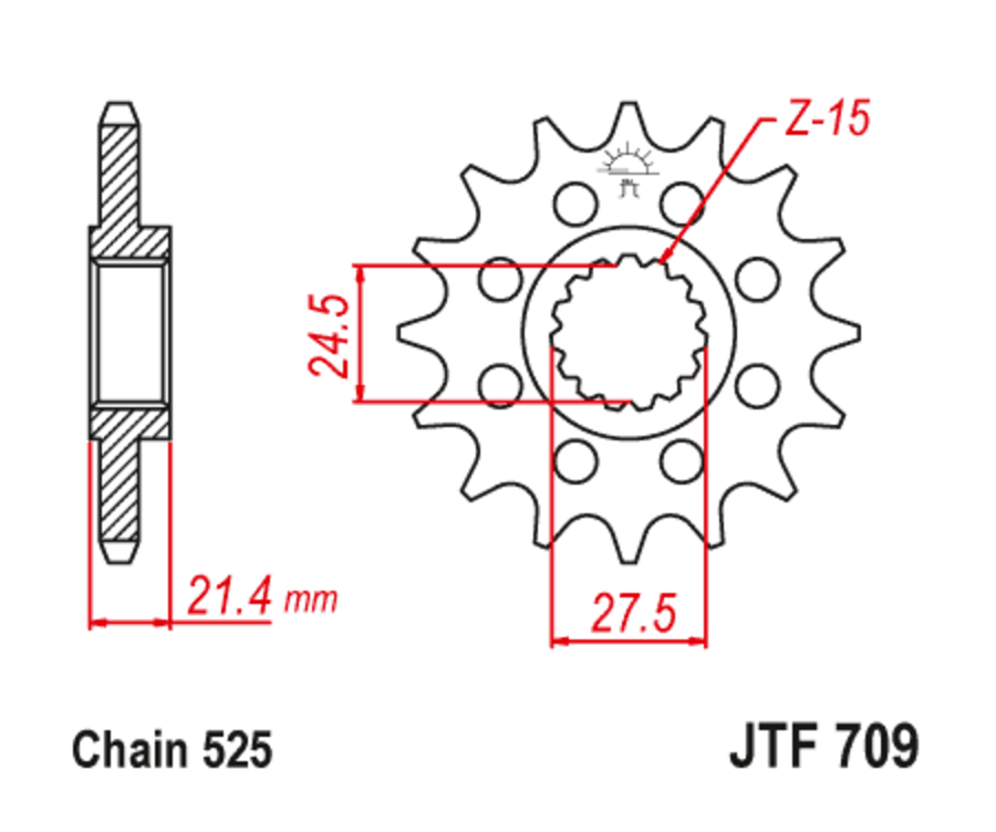 Pignon JT SPROCKETS acier anti-bruit 709 - 525