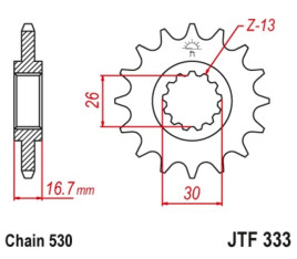 Pignon JT SPROCKETS 14 dents acier standard pas 530 type 333