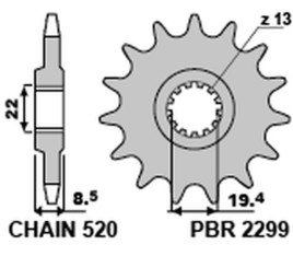 Pignon PBR acier standard 2299 - 520