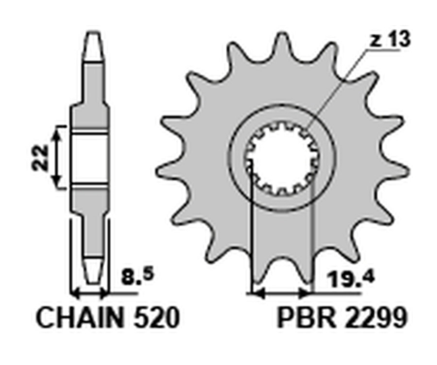 Pignon PBR acier standard 2299 - 520