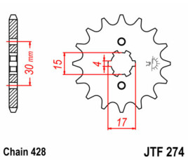 Pignon JT SPROCKETS acier standard 274 - 428