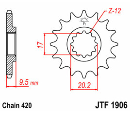 Pignon JT SPROCKETS acier standard 1906 - 420