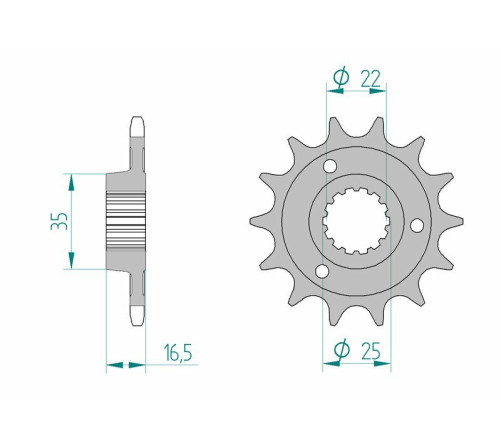 Pignon AFAM acier standard 52613 - 525