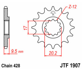 Pignon JT SPROCKETS acier standard 1907 - 428