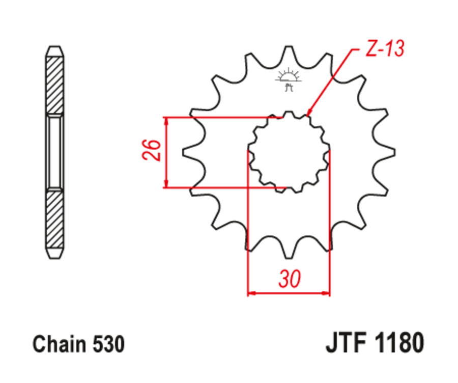 Pignon JT SPROCKETS acier anti-bruit 1180 - 530