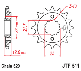 Pignon JT SPROCKETS acier anti-bruit 511 - 520 - 1126799002