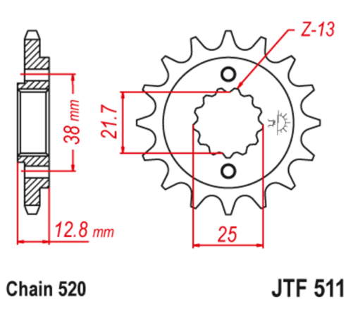 Pignon JT SPROCKETS acier anti-bruit 511 - 520 - 1126799002