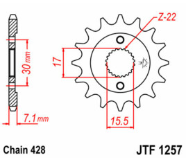 Pignon JT SPROCKETS acier standard 1257 - 428