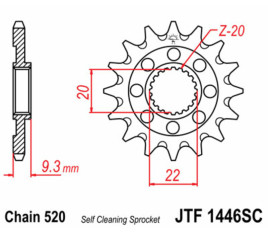 Pignon JT SPROCKETS acier anti-boue 1446 - 520