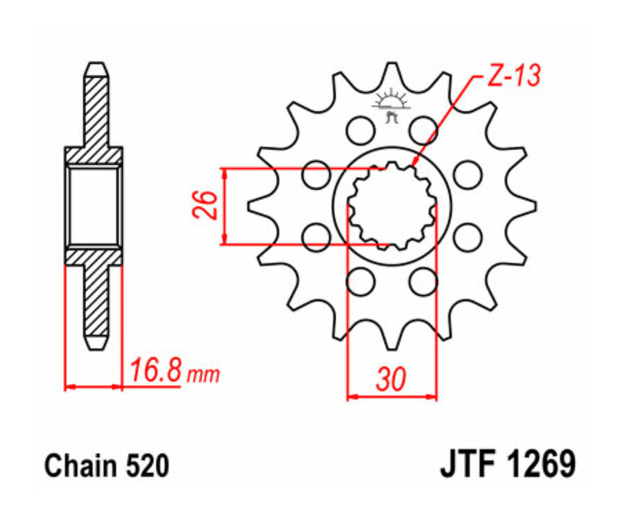 Pignon JT SPROCKETS acier standard 1269 - 520