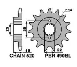 Pignon PBR acier standard 490BL - 520 - 1077717001