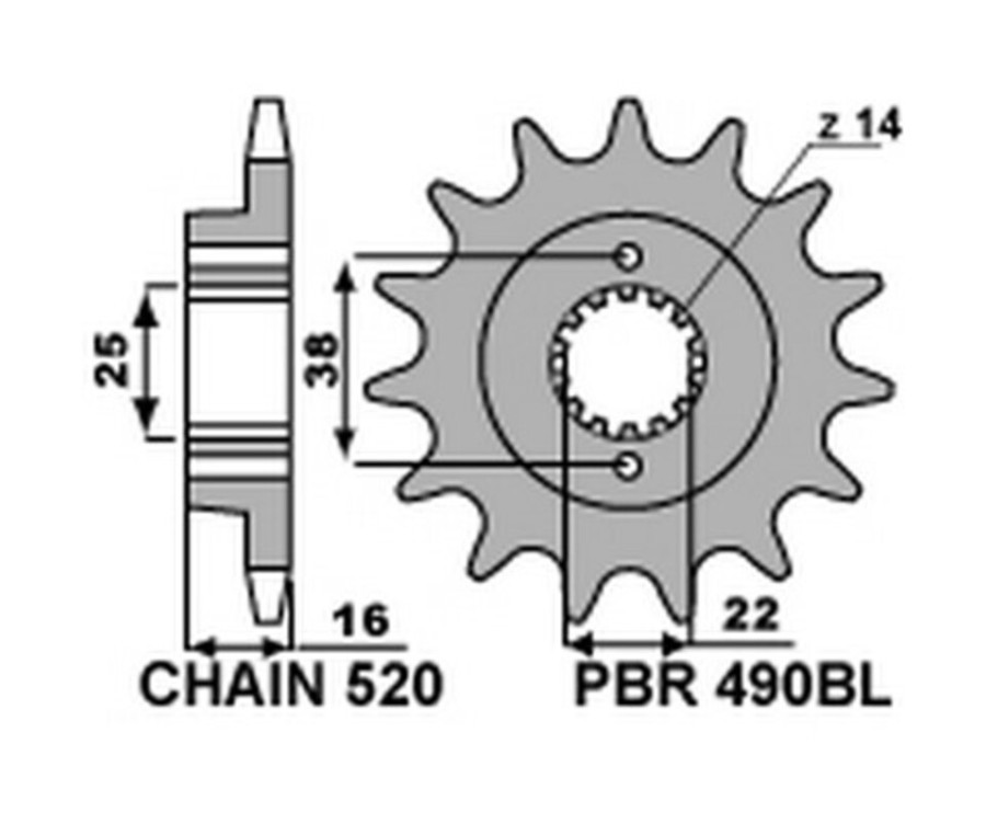 Pignon PBR acier standard 490BL - 520