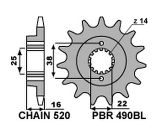 Pignon PBR acier standard 490BL - 520 - 1077717001