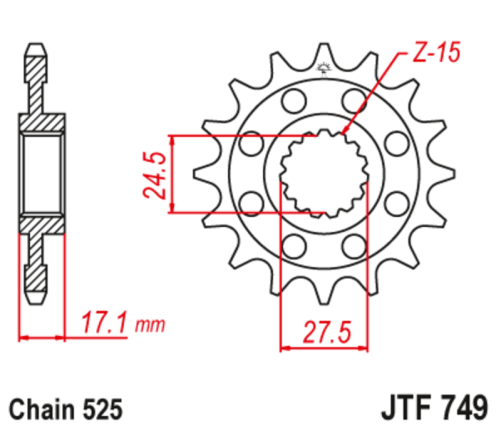 Pignon JT SPROCKETS acier anti-bruit 749 - 525 - 1126654002