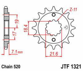 Pignon JT SPROCKETS acier standard 1321 - 520