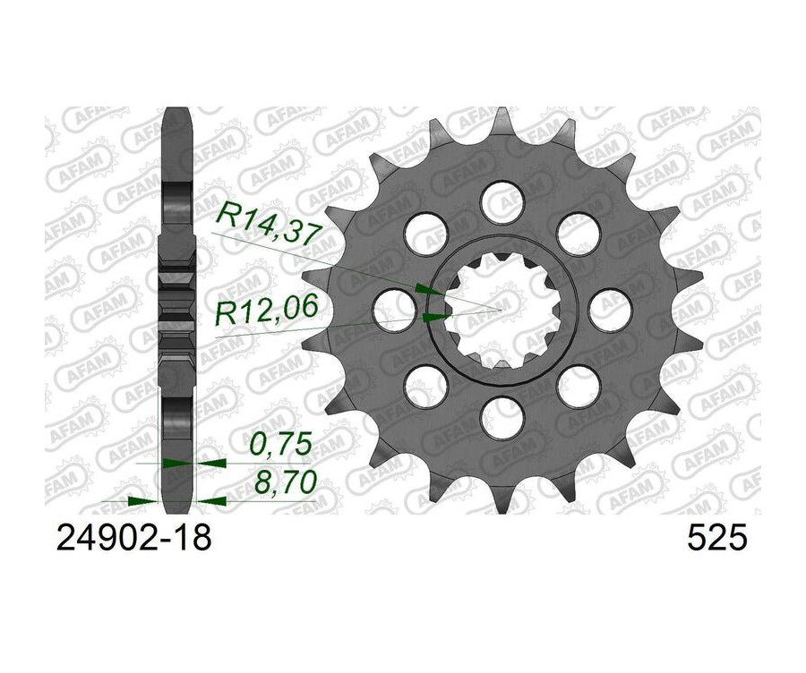 Pignon AFAM acier standard 24902 - 525