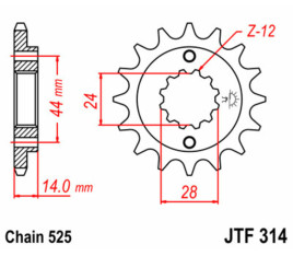 Pignon JT SPROCKETS acier standard 314 - 525