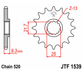 Pignon JT SPROCKETS acier standard 1539 - 520