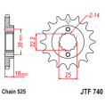 Pignon JT SPROCKETS acier anti-bruit 740 - 525