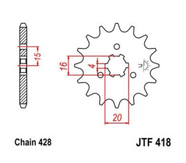 Pignon JT SPROCKETS acier standard 418 - 428 - 1077375002